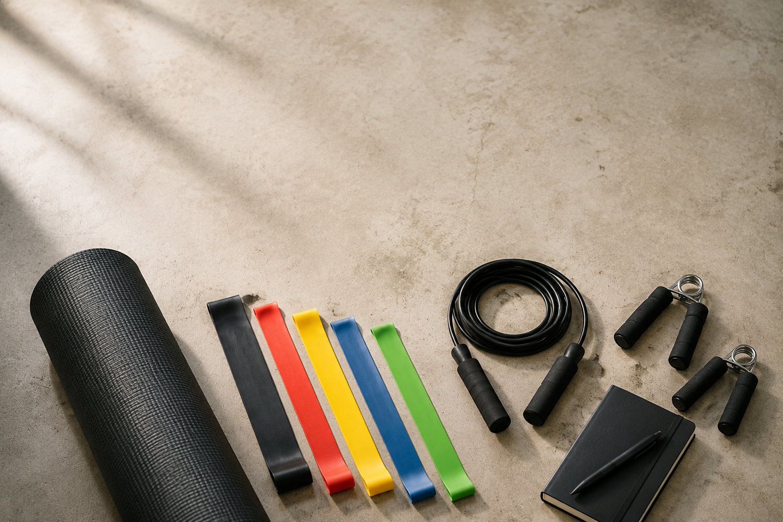 Zzschooll home workout starter kit flat lay